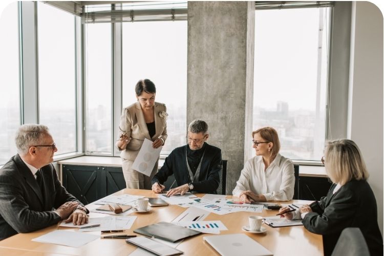 A team meeting in a conference room.
