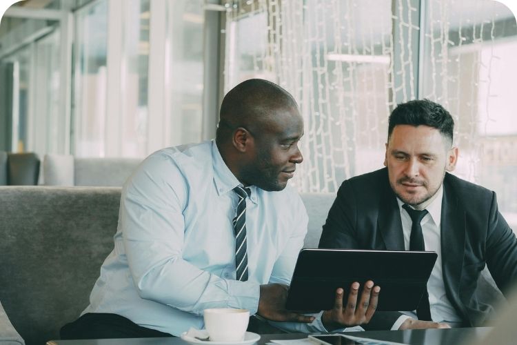Two business men having an interesting conversation.