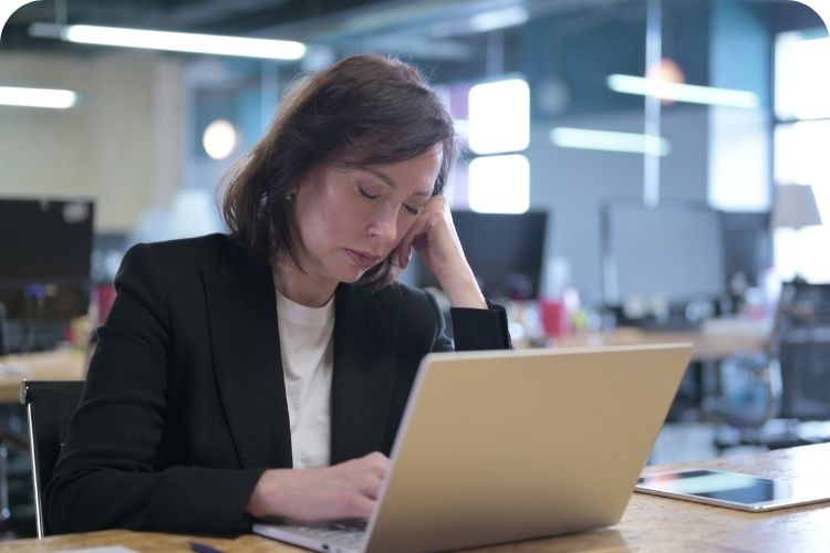 A tired businesswoman.