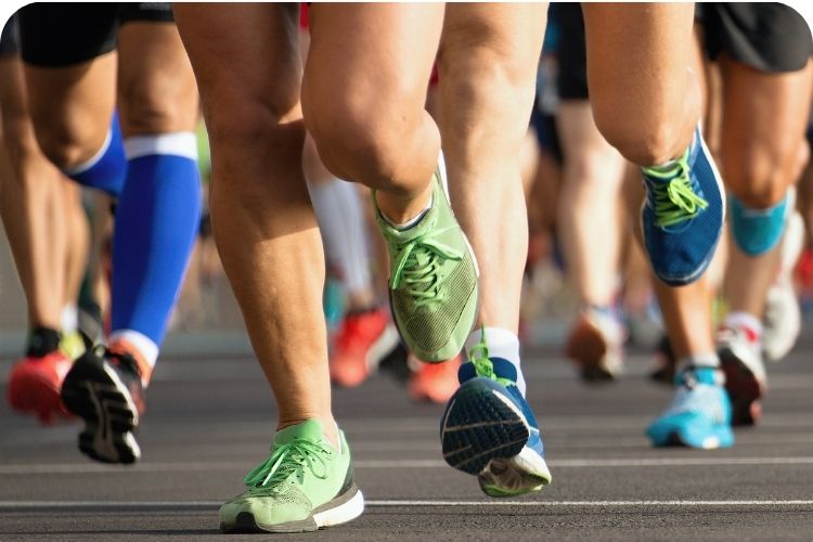 A group of runners running a race.