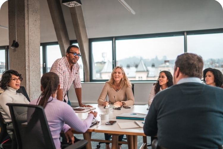 A team meeting in a conference room.