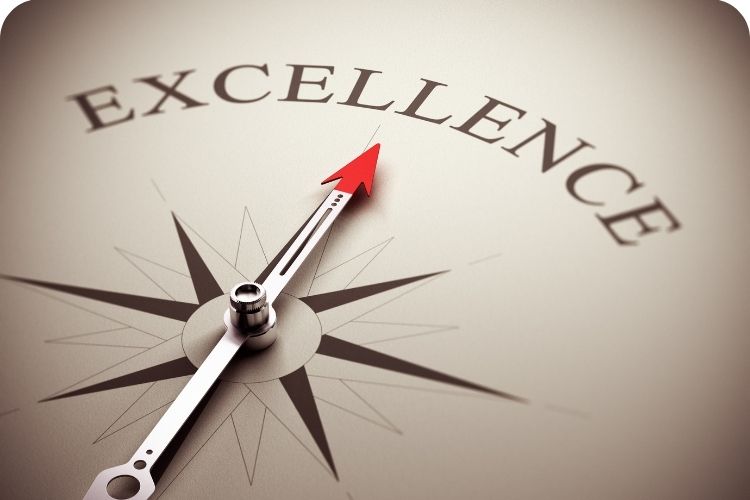 A compass pointing toward excellence.