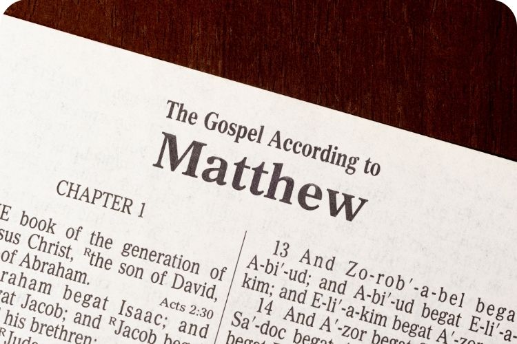 A Bible opened to Matthew.