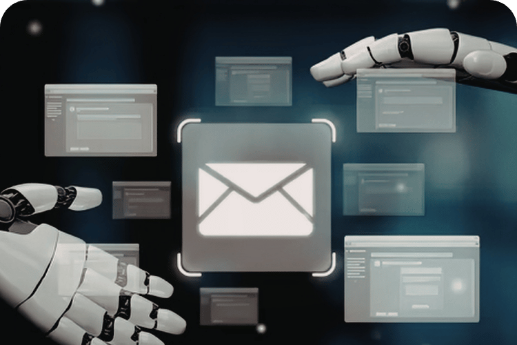A futuristic image of a digital letter icon.