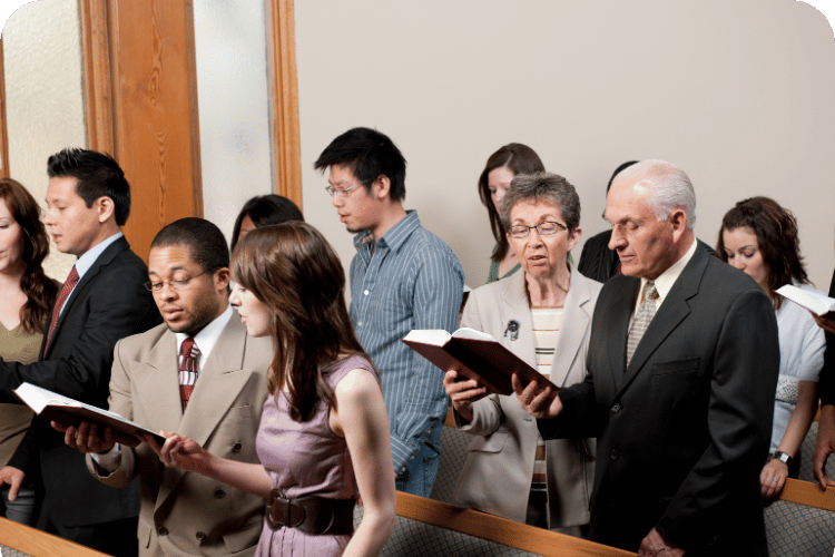 A congregation worshiping.
