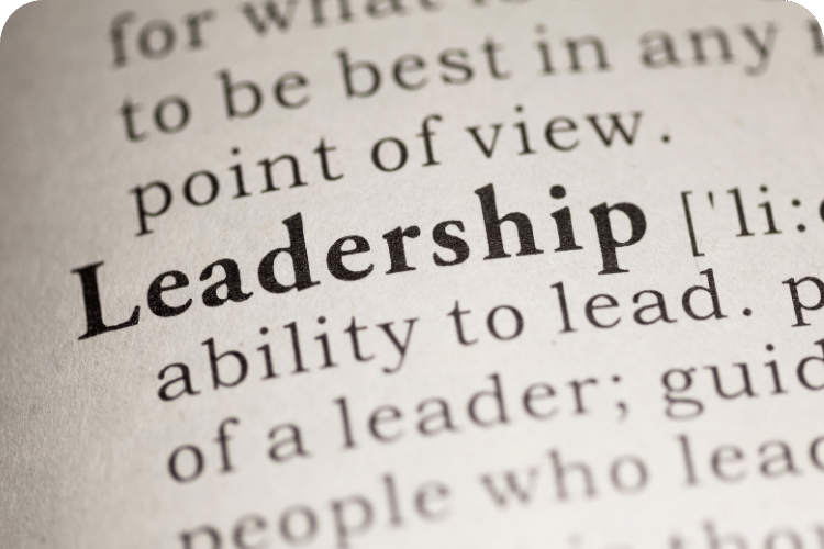 A dictionary opened to "Leadership."