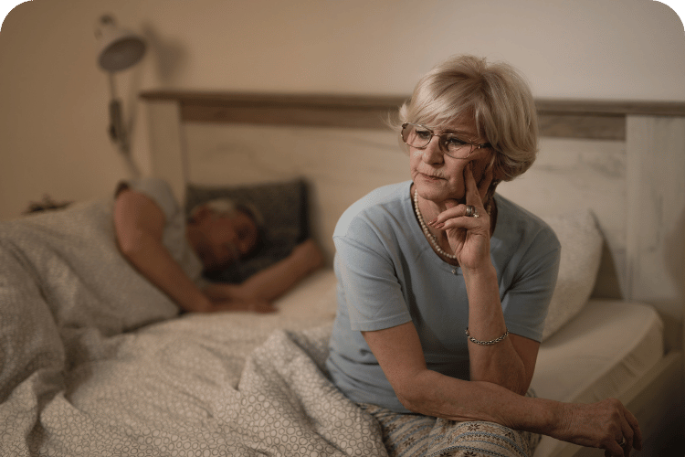 A woman up at night not able to sleep.