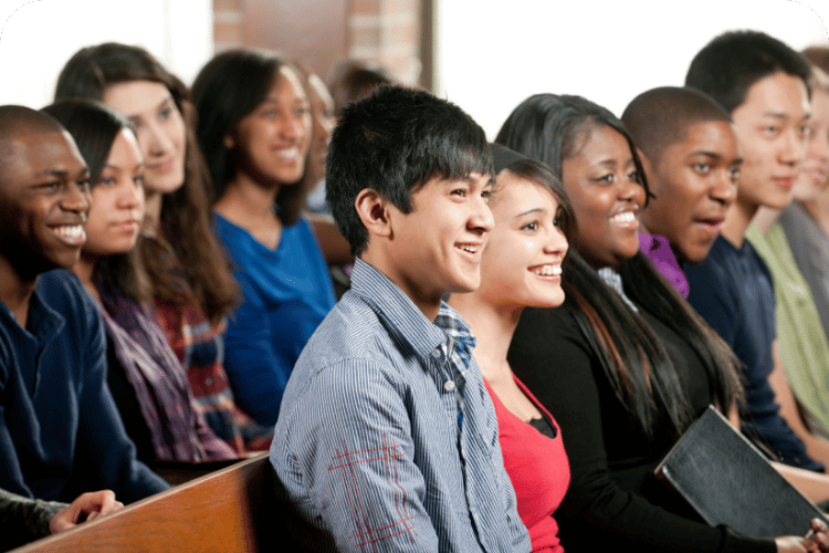A church full of young adults.